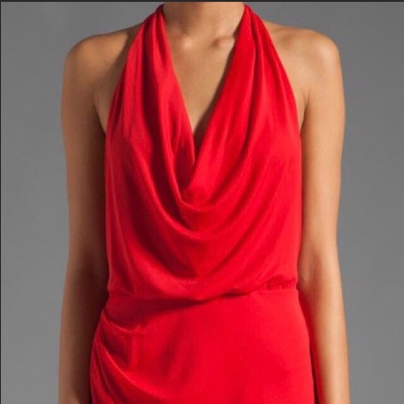 BCBG Beautiful Red Halter Mini Dress Size Small Cowl Neckline T-Back  Like New S - Picture 4 of 10